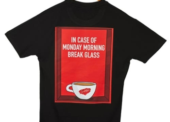 ‘In Case of Monday Morning Break The Glass’ Black Cotton T-shirt